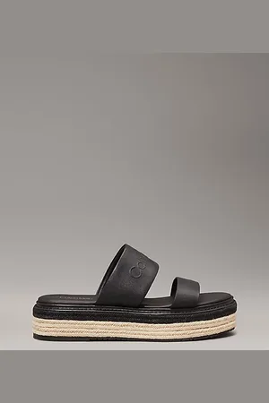 Calvin Klein Leather Platform Espadrille Sandals