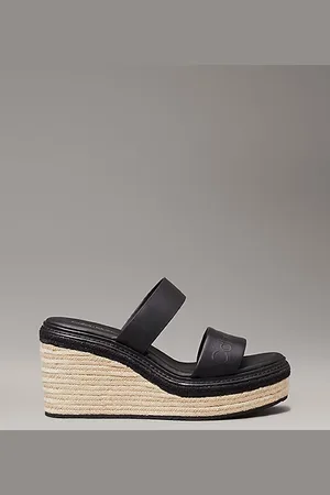 Calvin Klein Leather Espadrille Wedge Sandals