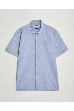 Barbour Mænd Langærmede skjorter - Tailored Fit Nelson Cotton/Linen Shirt Blue