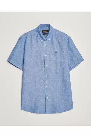 Morris Mænd Kortærmede - Douglas Linen Short Sleeve Shirt Blue