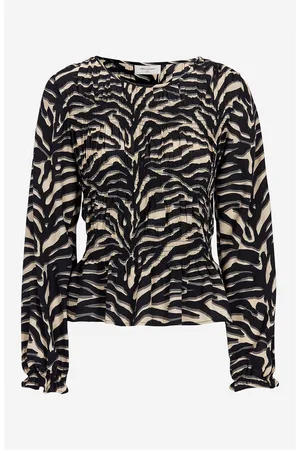 Freequent Mønstret bluse med smock Nilda