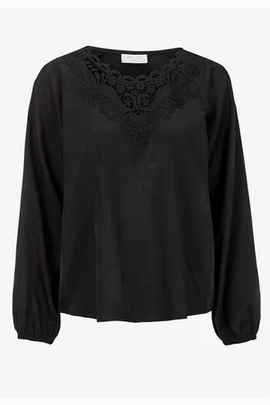 Freequent Satinbluse med broderi