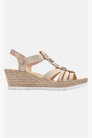 Rieker Sandal med hæl med elastikremme