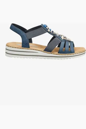 Rieker Sandal med dekorative skaller og sten