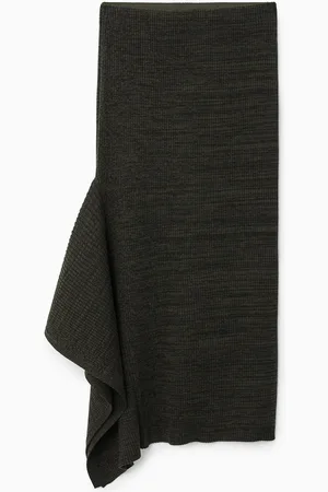 COS Asymmetric Ribbed Wool Midi Skirt