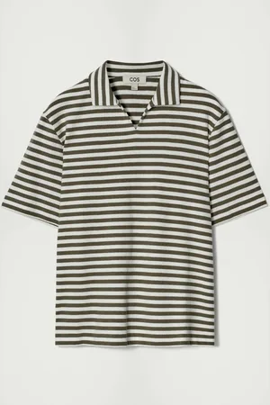 COS Open-Collar Striped Terry Polo Shirt in