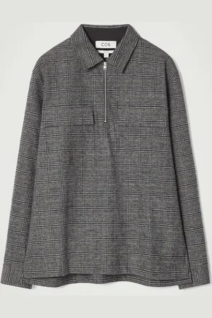 COS Relaxed Checked Cotton Half-Zip Shirt