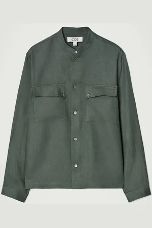 COS Grandad-Collar Linen Overshirt in