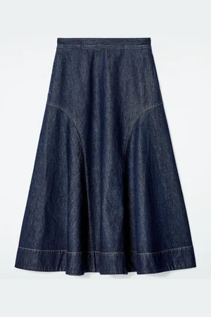 COS Raw Denim A-Line Midi Skirt