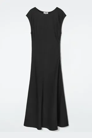 COS Ruched Bias-Cut Satin Dress