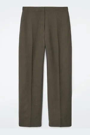 COS Relaxed Wool Barrel-Leg Trousers in