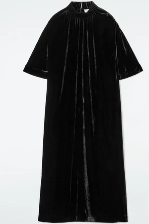 COS Gathered Silk-Blend Velvet Midi Dress
