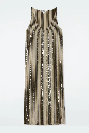 COS Striped Sequinned Slip Dress