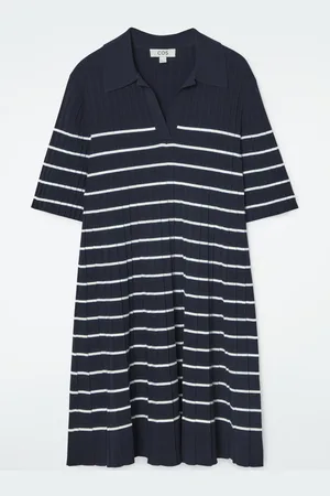 COS Striped Knitted Mini Polo Dress