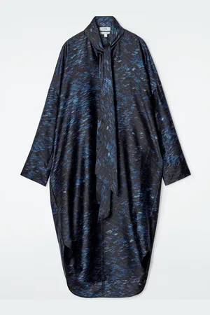 COS Printed Scarf-Detail Midi Dress