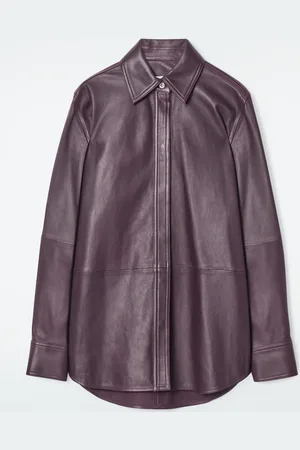 COS Relaxed Topstitched Leather Shirt