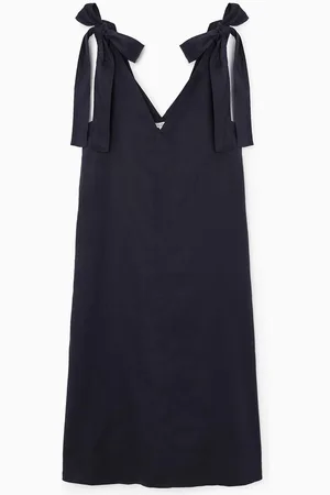 COS Bow-Detail Linen Midi Dress in