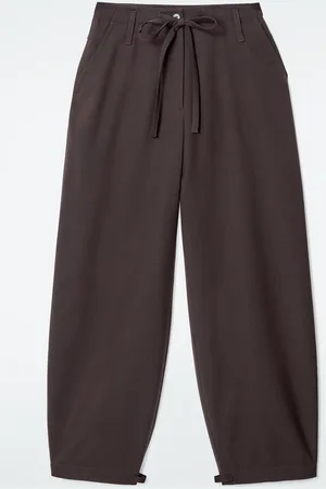 COS Drawstring Twill Barrel-Leg Trousers in