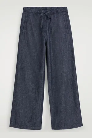 COS Denim Wide-Leg Drawstring Trousers in