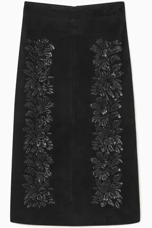 COS Sequinned Suede Midi Skirt