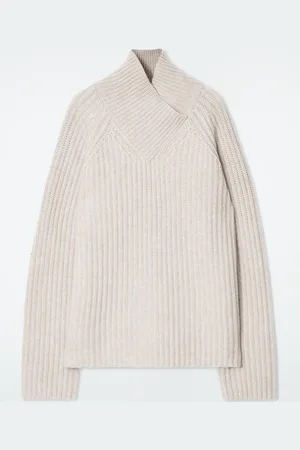 COS Wrap-Collar Pure Cashmere Jumper