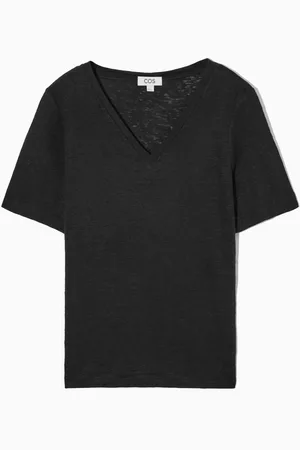 COS Regular V-Neck Linen T-Shirt