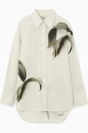 COS Oversized Leaf-Print Linen Shirt in