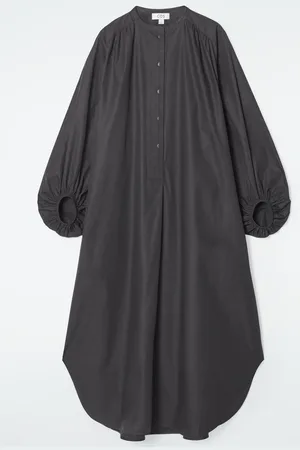 COS Gathered Balloon-Sleeve Midi Dress
