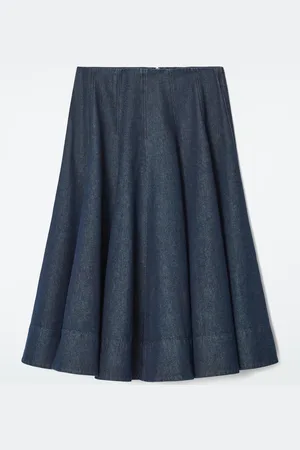COS Voluminous A-Line Denim Midi Skirt