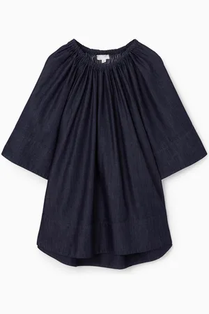 COS Oversized Denim Off-The-Shoulder Blouse in