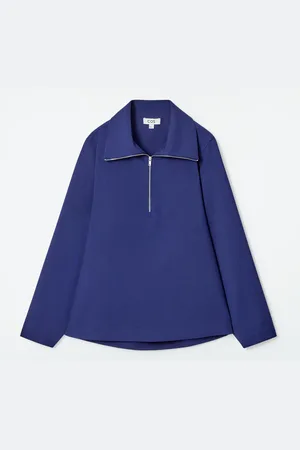 COS Wool-Blend Half-Zip Blouse in