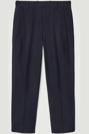 COS Relaxed Pleated Cotton Tapered Trousers in