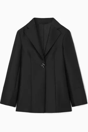 COS Slim Brooch-Detail Wool-Blend Blazer