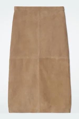 COS Panelled Suede Drawstring Midi Skirt