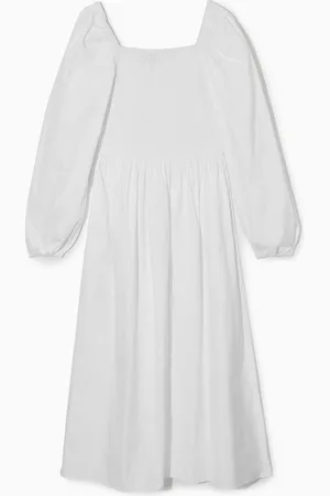 COS Off-The-Shoulder Smocked Midi Dress