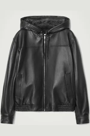 COS Hooded Leather Bomber Jacket