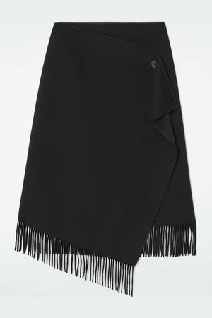 COS Fringed Wool Midi Wrap Skirt