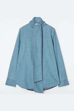 COS Neck-Tie Denim Blouse in