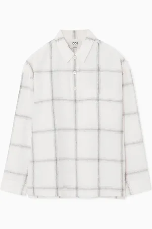 COS Oversized Checked Half-Placket Shirt