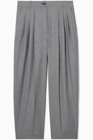 COS Regular Wool Barrel-Leg Trousers in