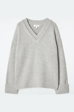COS Layered V-Neck Merino Wool Jumper
