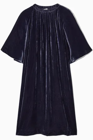 COS Gathered Silk-Blend Velvet Midi Dress