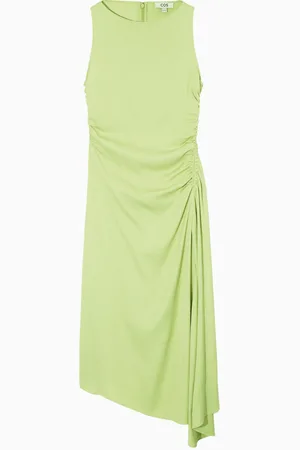 COS Asymmetric Gathered Satin Midi Dress