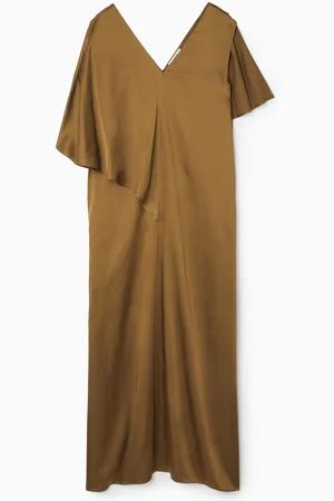 COS Asymmetric Satin Midi Dress