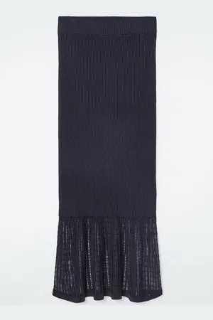 COS Lace-Stitch Ribbed-Knit Midi Skirt