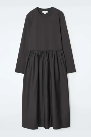 COS Contrast-Panel Long-Sleeved Midi Dress