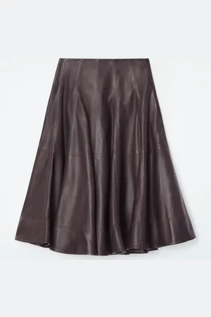 COS Voluminous A-Line Leather Midi Skirt