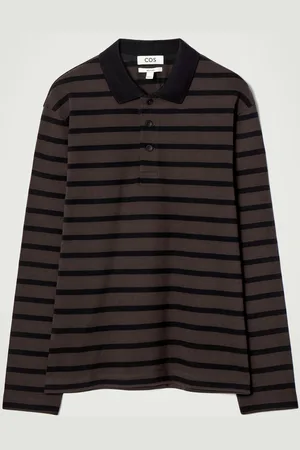 COS Striped Long-Sleeved Polo Shirt in