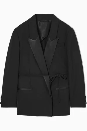 COS Relaxed Belted Satin-Lapel Tuxedo Blazer