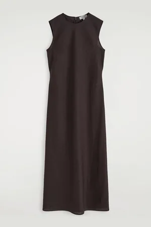 COS Bias-Cut Linen-Blend Midi Dress in